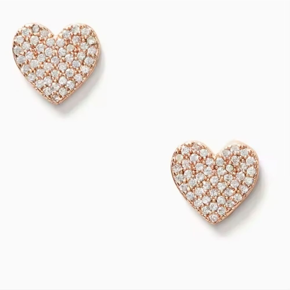 Yours Truly Pave Heart Studs rose gold